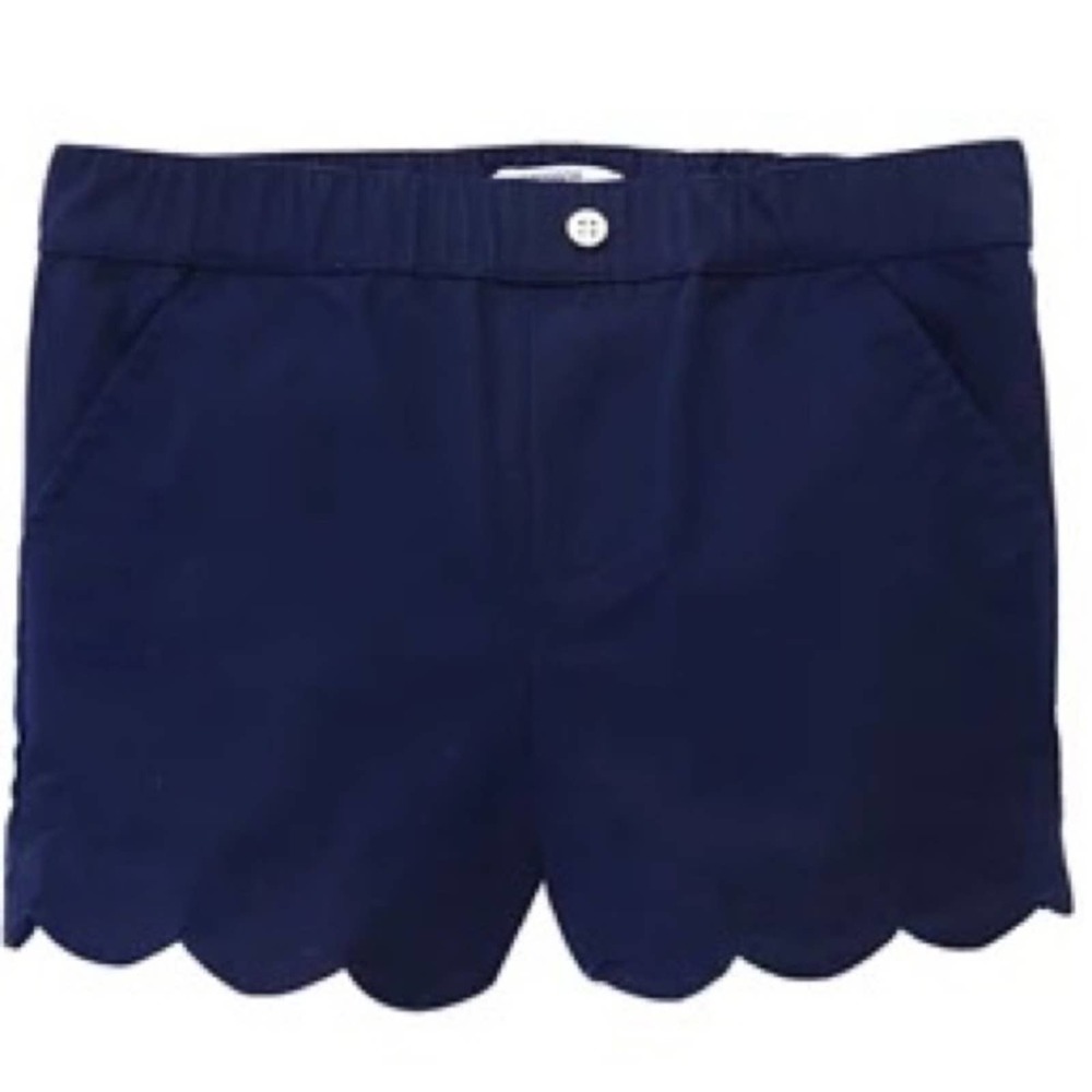 NWT Crown & Ivy Girls Navy Blue Solid Scalloped Shorts Size 16